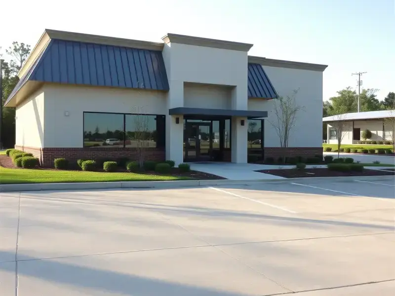 Commercial office building with maintained landscape