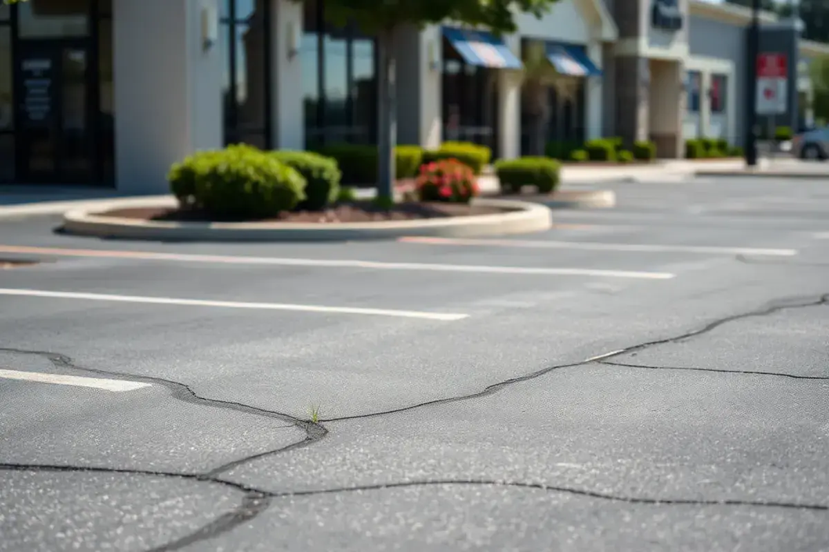 Commercial parking lot after weed control